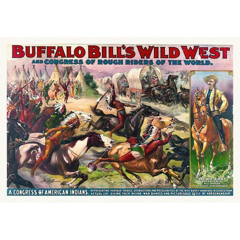 Buffalo Bills Wild West And Congress Of Rough Riders Of The World Black Modern Wood Framed Art Print with Double Matting by Hollywood Photo Archive