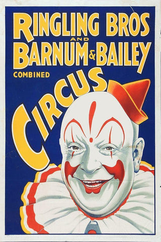 Circus Poster - Ringling Brothers And Barnum and Bailey, 1930s White Modern Wood Framed Art Print with Double Matting by Hollywood Photo Archive