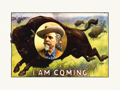 I Am Coming - Col. W.F. Cody - 1900 White Modern Wood Framed Art Print with Double Matting by Hollywood Photo Archive