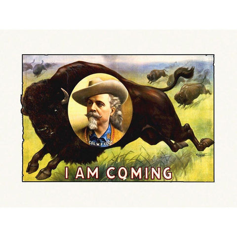 I Am Coming - Col. W.F. Cody - 1900 White Modern Wood Framed Art Print by Hollywood Photo Archive