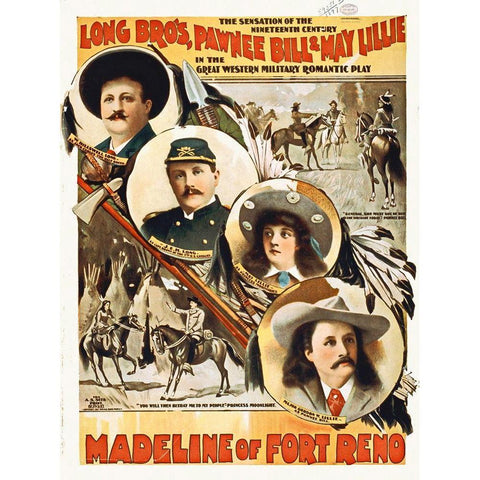 Long Bros, Madeline Of Fort Reno The Sensation Of The 19th Century Black Modern Wood Framed Art Print with Double Matting by Hollywood Photo Archive