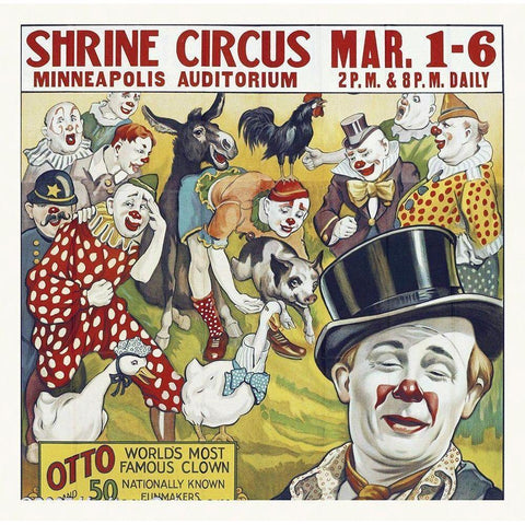 Shrine Circus - Clowns - 1935 Black Modern Wood Framed Art Print by Hollywood Photo Archive