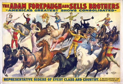 The Adam Forepaugh and Sells Brothers - Americas Shows Consolidated - Representative Riders Of Every Black Ornate Wood Framed Art Print with Double Matting by Hollywood Photo Archive