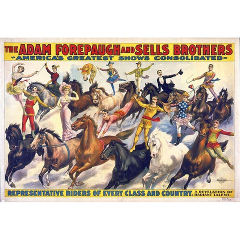 The Adam Forepaugh and Sells Brothers - Americas Shows Consolidated - Representative Riders Of Every Black Modern Wood Framed Art Print with Double Matting by Hollywood Photo Archive