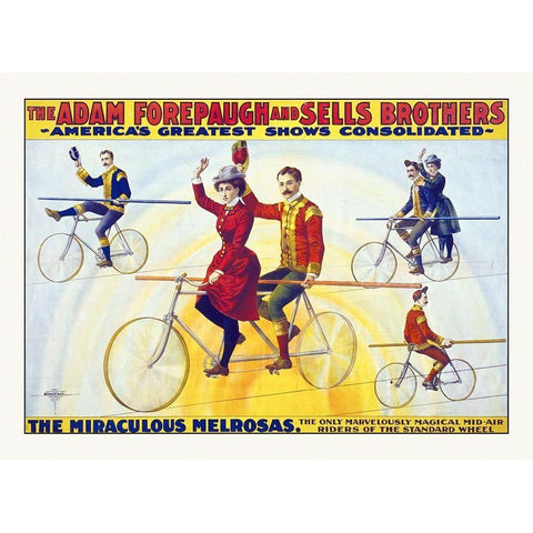 The Adam Forepaugh And Sells Brothers, Americas Greatest Shows Consolidated--The Miraculous Melrosas White Modern Wood Framed Art Print by Hollywood Photo Archive