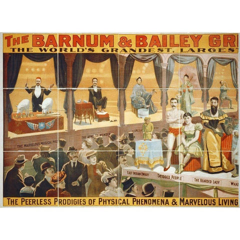 The Barnum and Bailey Greatest Show On Earth 1899 White Modern Wood Framed Art Print by Hollywood Photo Archive