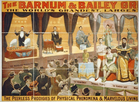 The Barnum and Bailey Greatest Show On Earth 1899 White Modern Wood Framed Art Print with Double Matting by Hollywood Photo Archive