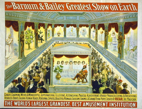 The Barnum And Bailey Greatest Show On Earth--Chaste, Charming, Weird and Wonderful Supernatural Ill White Modern Wood Framed Art Print with Double Matting by Hollywood Photo Archive