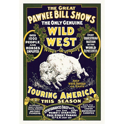 The Great Pawnee Bill Shows - The Only Genuine Wild West Black Modern Wood Framed Art Print with Double Matting by Hollywood Photo Archive