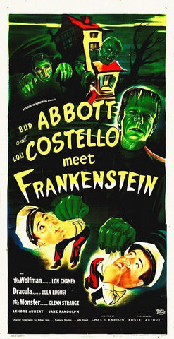 Abbott And Costello Meet Frankenstein Black Ornate Wood Framed Art Print with Double Matting by Hollywood Photo Archive