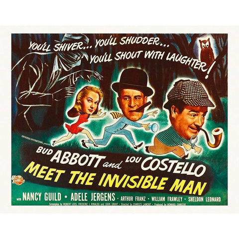 Abbott And Costello Meet The Invisible Man Black Modern Wood Framed Art Print with Double Matting by Hollywood Photo Archive