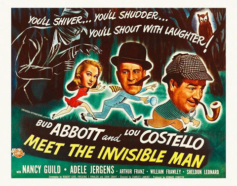 Abbott And Costello Meet The Invisible Man Black Ornate Wood Framed Art Print with Double Matting by Hollywood Photo Archive