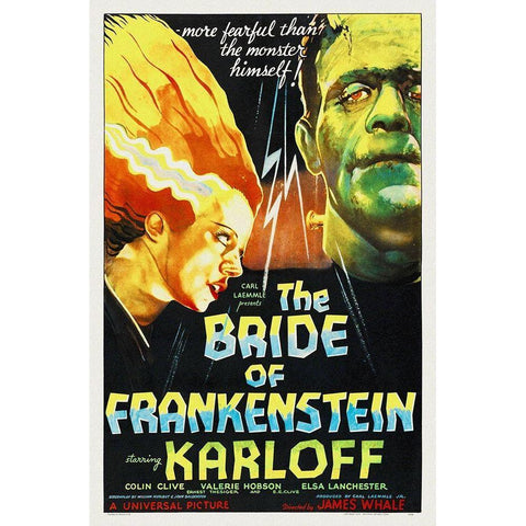 Bride of Frankenstein Gold Ornate Wood Framed Art Print with Double Matting by Hollywood Photo Archive