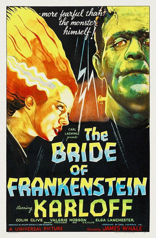 Bride of Frankenstein White Modern Wood Framed Art Print with Double Matting by Hollywood Photo Archive