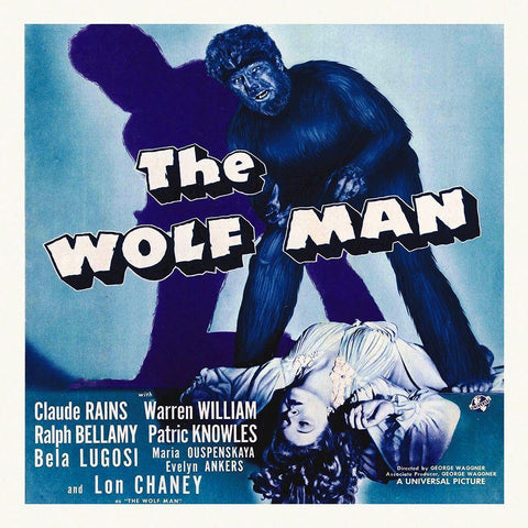 The Wolfman Black Modern Wood Framed Art Print with Double Matting by Hollywood Photo Archive