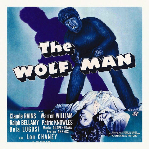 The Wolfman White Modern Wood Framed Art Print with Double Matting by Hollywood Photo Archive