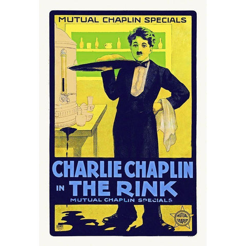 Charlie Chaplin, The Rink - 1916 Black Modern Wood Framed Art Print with Double Matting by Hollywood Photo Archive