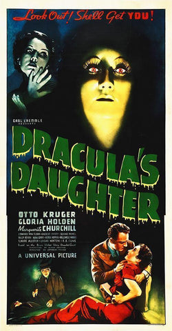 Draculas Daughter, 1936 White Modern Wood Framed Art Print with Double Matting by Hollywood Photo Archive