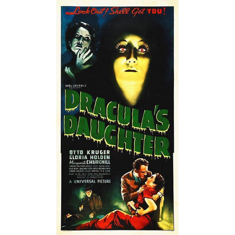 Draculas Daughter, 1936 White Modern Wood Framed Art Print by Hollywood Photo Archive