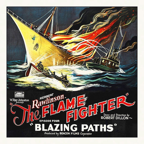 Flame Fighter -  Blazing Paths - Herbert Rawlinson  14 White Modern Wood Framed Art Print with Double Matting by Hollywood Photo Archive
