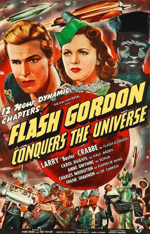 Flash Gordon Conquers the Universe Black Ornate Wood Framed Art Print with Double Matting by Hollywood Photo Archive