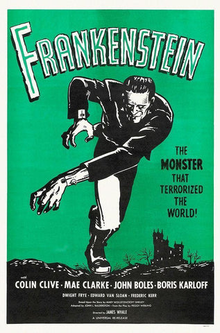 Frankenstein Rerelease 1960 White Modern Wood Framed Art Print with Double Matting by Hollywood Photo Archive