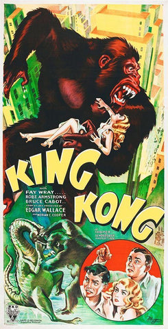 King Kong White Modern Wood Framed Art Print with Double Matting by Hollywood Photo Archive