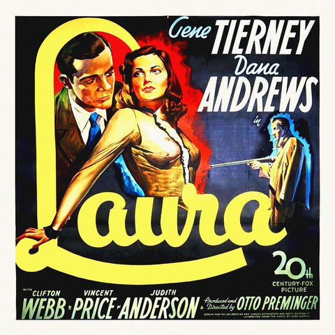 Laura, 1944 White Modern Wood Framed Art Print with Double Matting by Hollywood Photo Archive