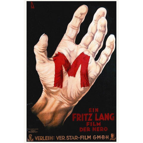 M by Fritz Lang Black Modern Wood Framed Art Print with Double Matting by Hollywood Photo Archive