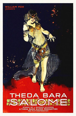 Salome - Theda Bara Black Ornate Wood Framed Art Print with Double Matting by Hollywood Photo Archive