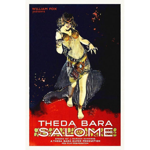 Salome - Theda Bara White Modern Wood Framed Art Print by Hollywood Photo Archive