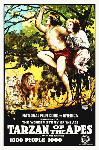 Tarzan of The Apes - 1915 White Modern Wood Framed Art Print with Double Matting by Hollywood Photo Archive