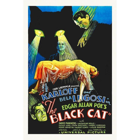 The Black Cat Gold Ornate Wood Framed Art Print with Double Matting by Hollywood Photo Archive