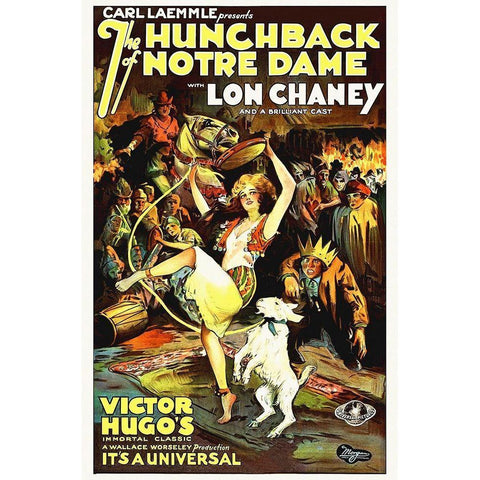 The Hunchback of Notre Dame Black Modern Wood Framed Art Print with Double Matting by Hollywood Photo Archive