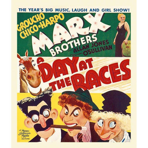 Marx Brothers - A Day at the Races 03 White Modern Wood Framed Art Print by Hollywood Photo Archive