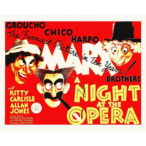 Marx Brothers - A Night at the Opera 01 White Modern Wood Framed Art Print by Hollywood Photo Archive