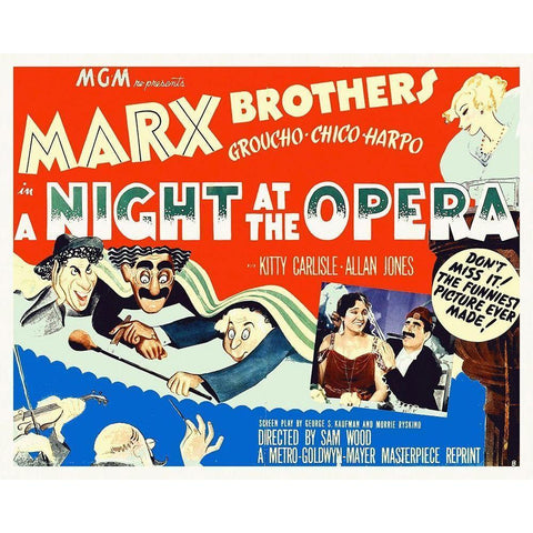 Marx Brothers - A Night at the Opera 06 White Modern Wood Framed Art Print by Hollywood Photo Archive