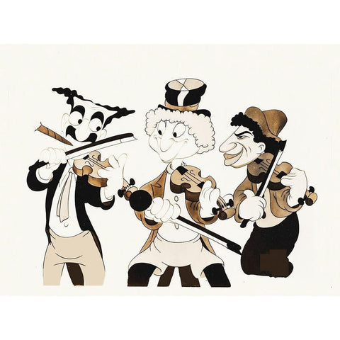 Marx Brothers - Cartoon - Fiddling Gold Ornate Wood Framed Art Print with Double Matting by Hollywood Photo Archive