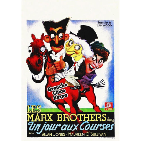 Marx Brothers - French - A Day at the Races 01 White Modern Wood Framed Art Print by Hollywood Photo Archive