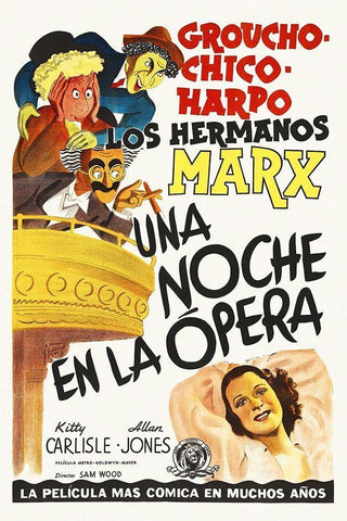 Marx Brothers - French - A Night at the Opera 02 Black Ornate Wood Framed Art Print with Double Matting by Hollywood Photo Archive