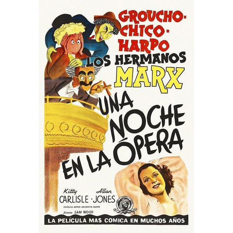 Marx Brothers - French - A Night at the Opera 02 White Modern Wood Framed Art Print by Hollywood Photo Archive