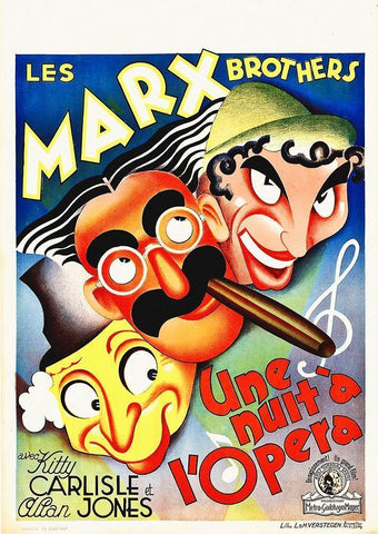 Marx Brothers - French - A Night at the Opera 03 Black Ornate Wood Framed Art Print with Double Matting by Hollywood Photo Archive