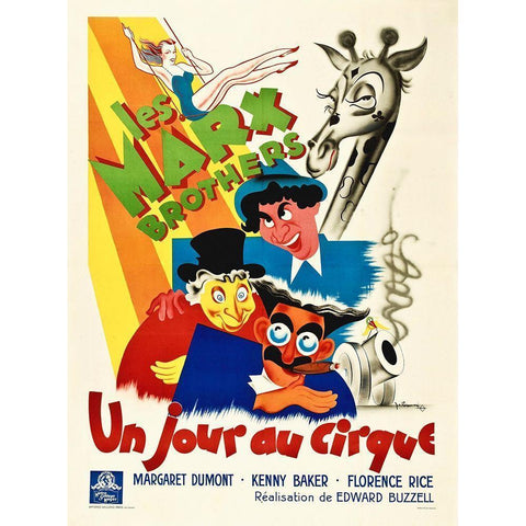 Marx Brothers - French - At the Circus 01 White Modern Wood Framed Art Print by Hollywood Photo Archive