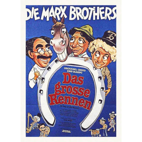 Marx Brothers - German - A Day at the Races 01 White Modern Wood Framed Art Print by Hollywood Photo Archive