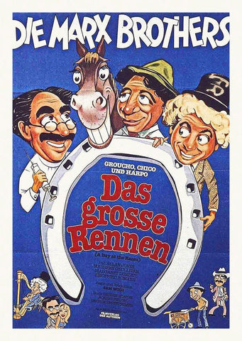 Marx Brothers - German - A Day at the Races 01 Black Ornate Wood Framed Art Print with Double Matting by Hollywood Photo Archive