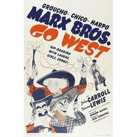 Marx Brothers - Go West 01 Black Modern Wood Framed Art Print with Double Matting by Hollywood Photo Archive