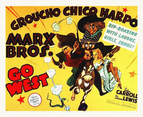 Marx Brothers - Go West 02 Black Ornate Wood Framed Art Print with Double Matting by Hollywood Photo Archive