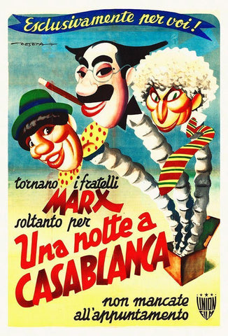 Marx Brothers - Italian - A Night in Casablanca 02 Black Ornate Wood Framed Art Print with Double Matting by Hollywood Photo Archive