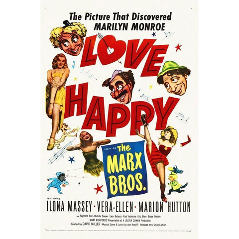 Marx Brothers - Love Happy 01 White Modern Wood Framed Art Print by Hollywood Photo Archive