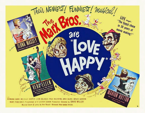 Marx Brothers - Love Happy 02 White Modern Wood Framed Art Print with Double Matting by Hollywood Photo Archive